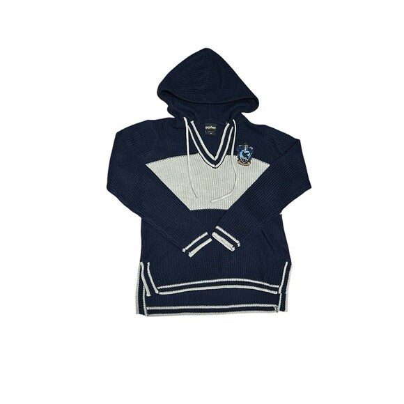 Harry Potter Ravenclaw Collegiate Long Sleeve Knit Hoodie Sweater Women's SMALL - Picture 1 of 7